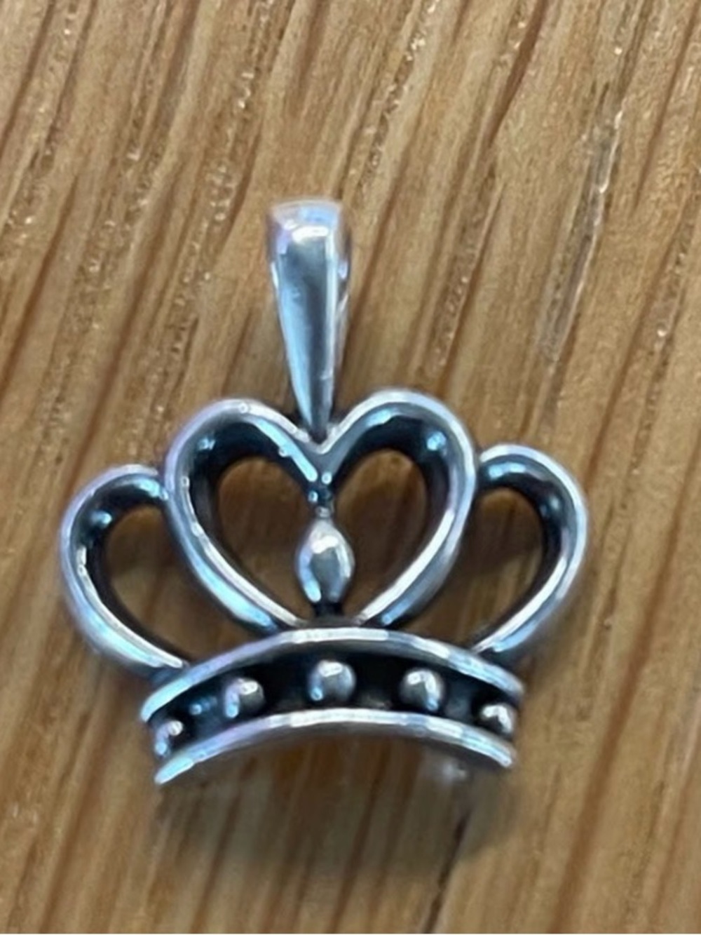 James Avery Silver Crown Heart Pendant